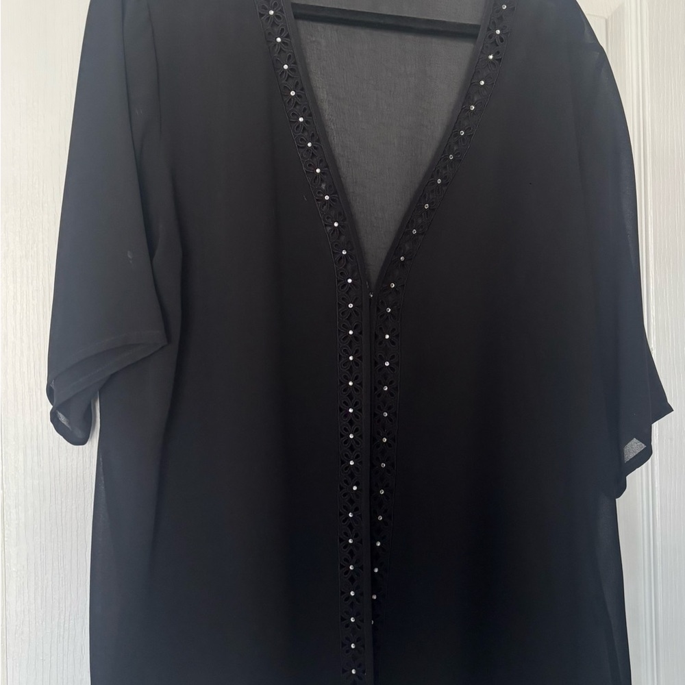 Black chiffon, dressy jacket with Embellished Trim
